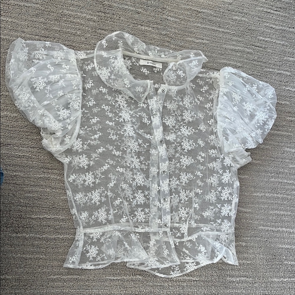 Doen Sheer White Floral Top